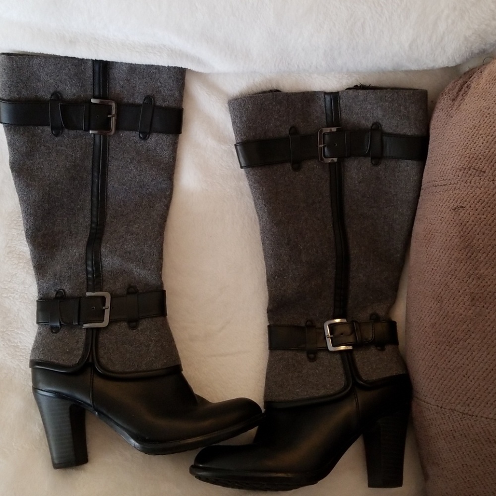 Black & Gray Boots Size 5 1/2
